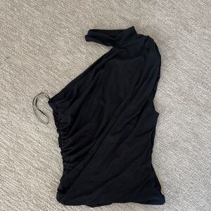 One-Shoulder Black Ruched Top Abercrombie